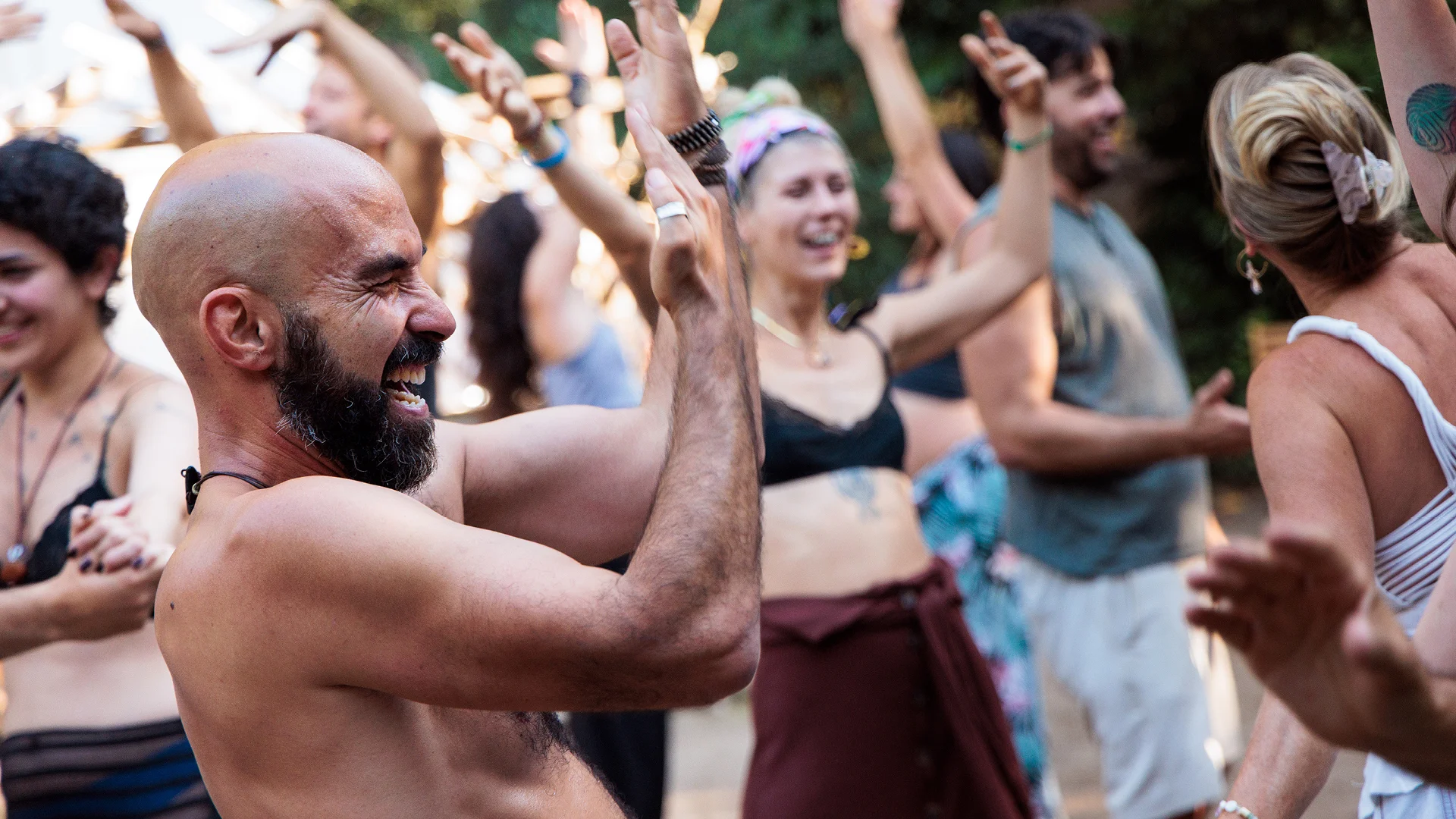 ecstatic dance during the gathering of tribe