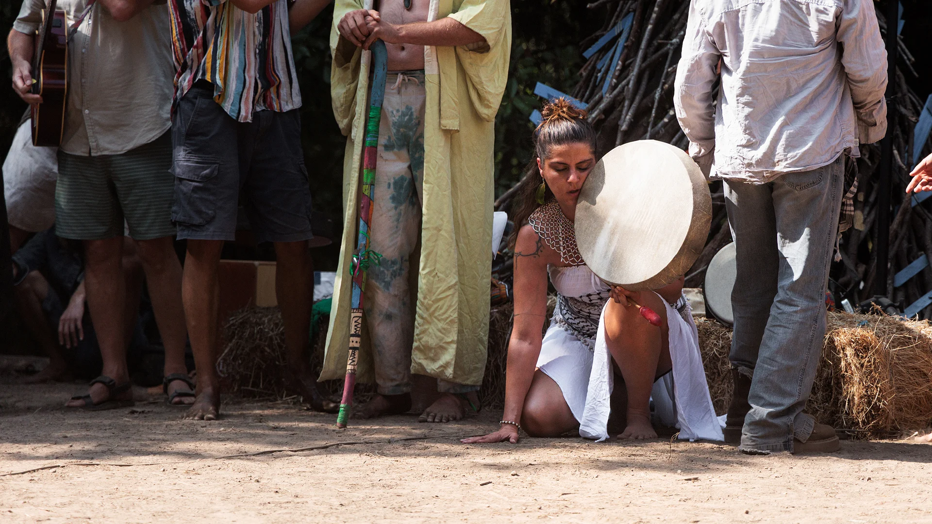Connection with the earth during a regenerative festival