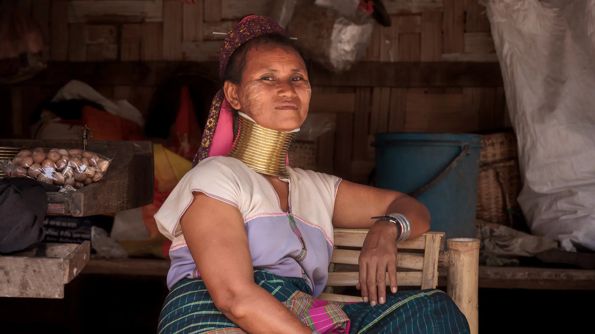 Longneck woman in a Thai village