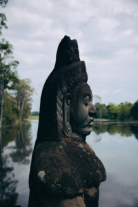 Demon head on a bridge in Angkor Wat - Siem Reap Cambodia