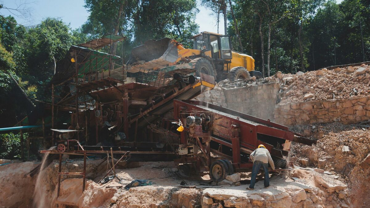 Deforestation and Chinese construction close to clear water bay Cambodia