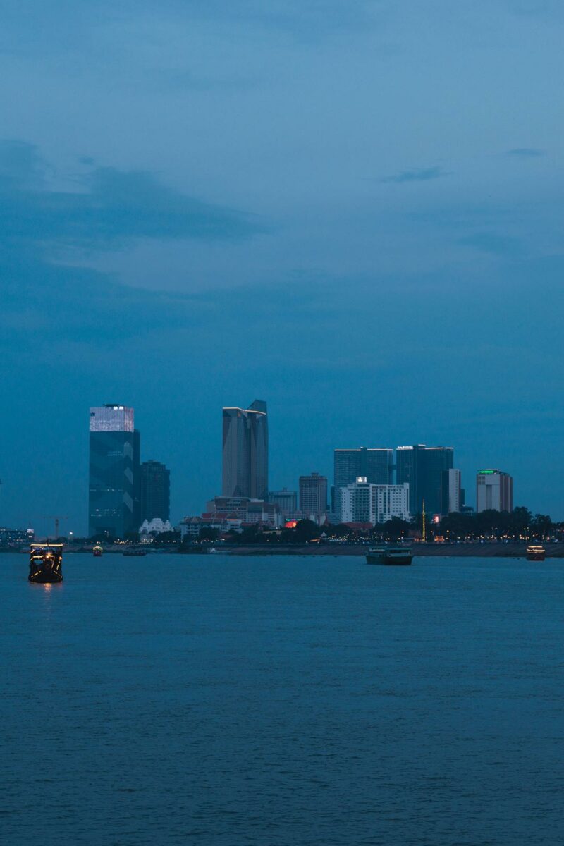 City scape of South Phnom Penh view from the Mekong River