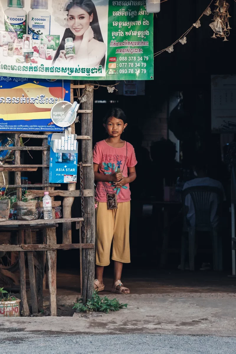Young girl in the neighbourhood around Siem Reap Cambodia