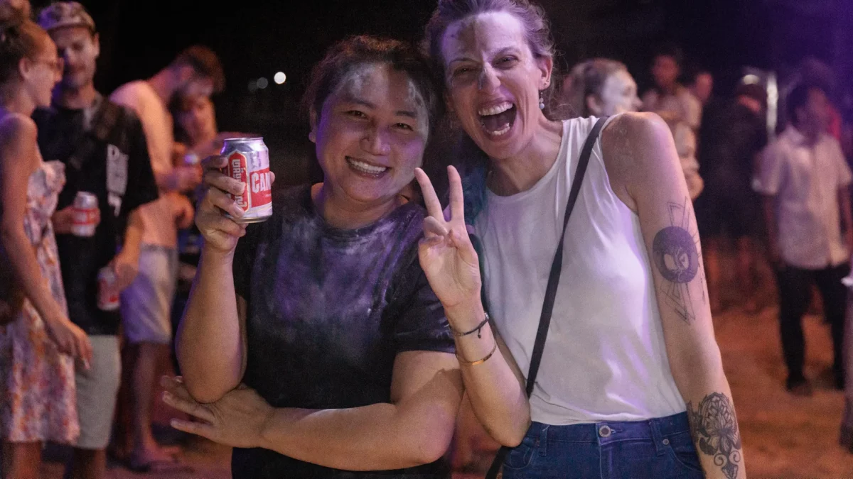 Khmer New year, beers and baby powder - Koh Ring Sanloem