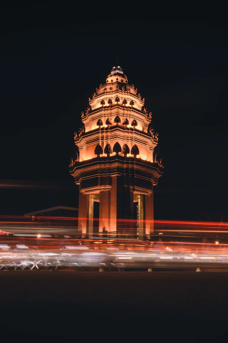 Long exposure of the Independence Monument of Cambodia by night, Phnom Penh