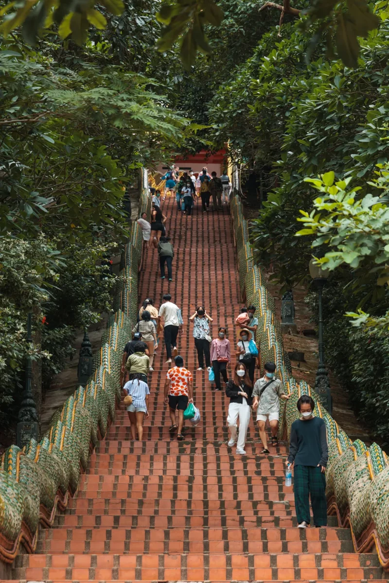 Gigantic stairs leading to Doi Suthep, Chiang Mai, Thailand