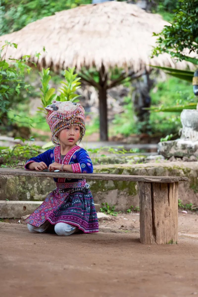 Portrait of a little Hmong girl in the Hmong village close to Chiang Mai