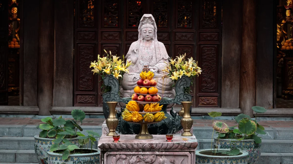 Humble Guan Yin statue in Hanoi Vietnam