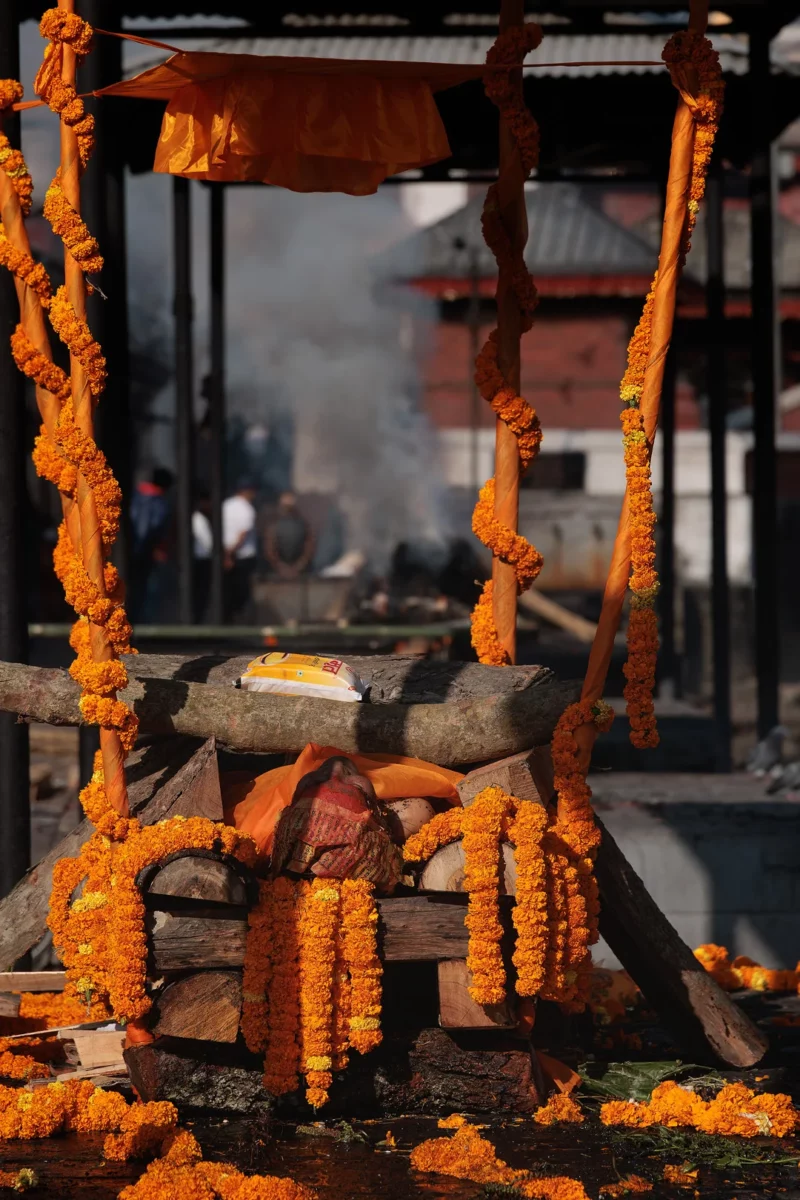 Burning body in the temple of Pashupatinath in Kathmandu Nepal
