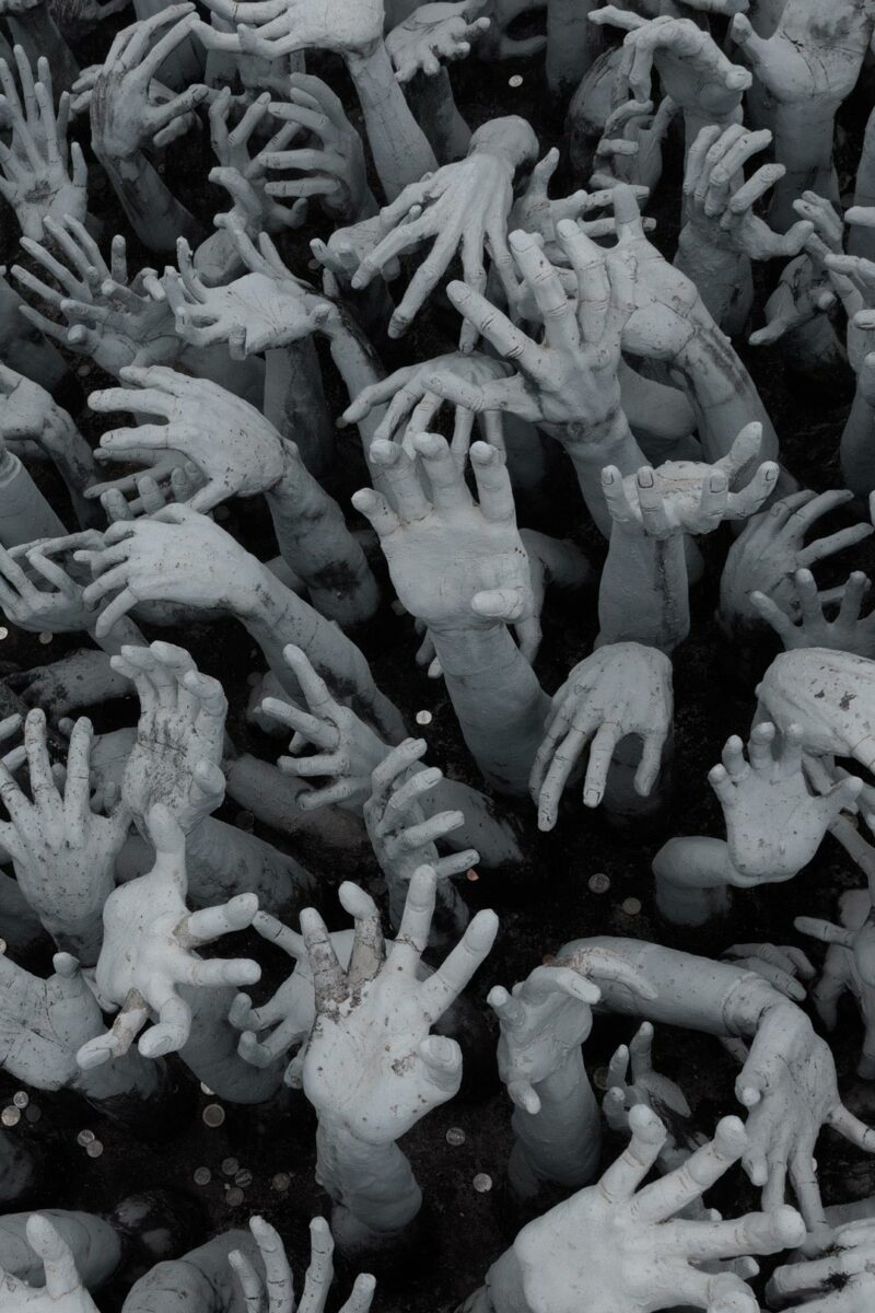 Zombie hands pit in Wat Rong Khun - White Temple, Chiang Rai, Thailand