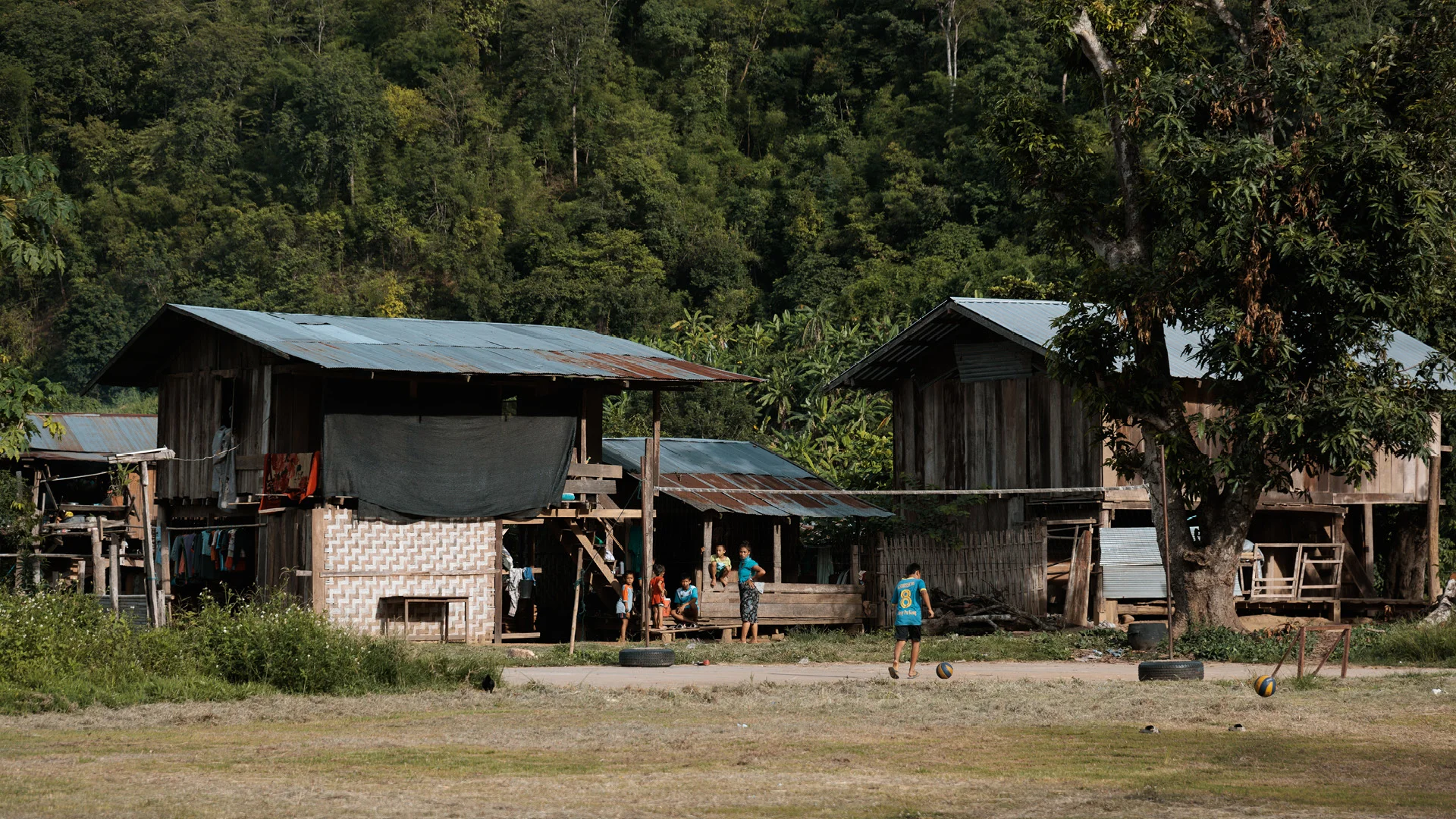 Kids playing on the sport field in Huay Pu Keng, north West of Chiang Mai