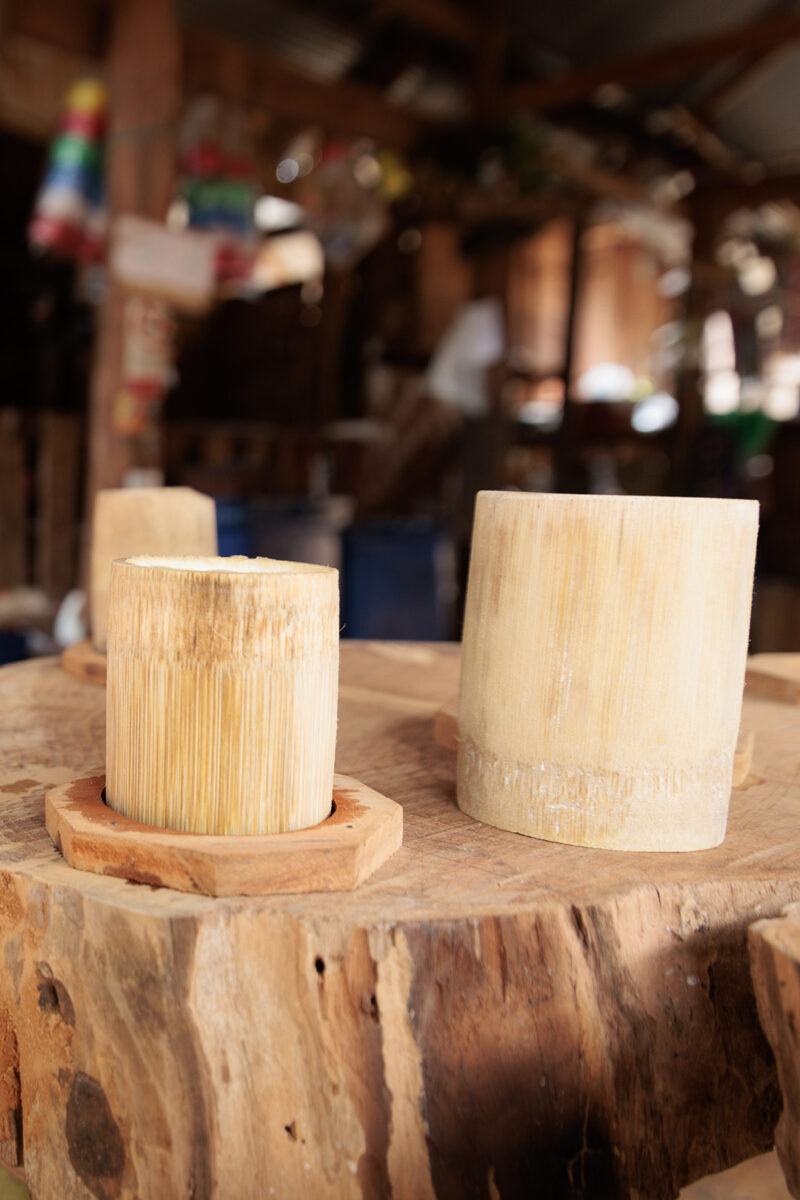 DIY bamboo cup made in a workshop in Huay Pu Keng, Thailand