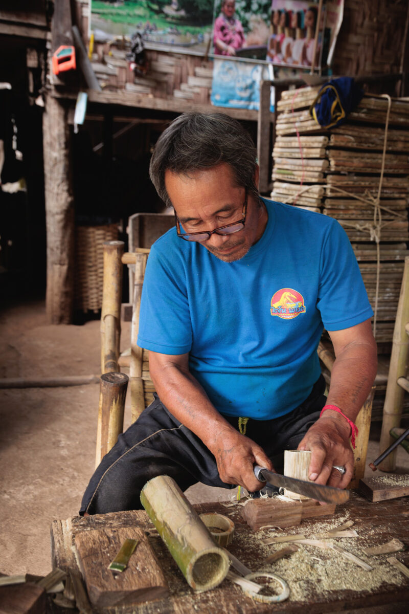 Making Bamboo cup with locals, Huay Pu Keng, Mae Hong Son, Thailand