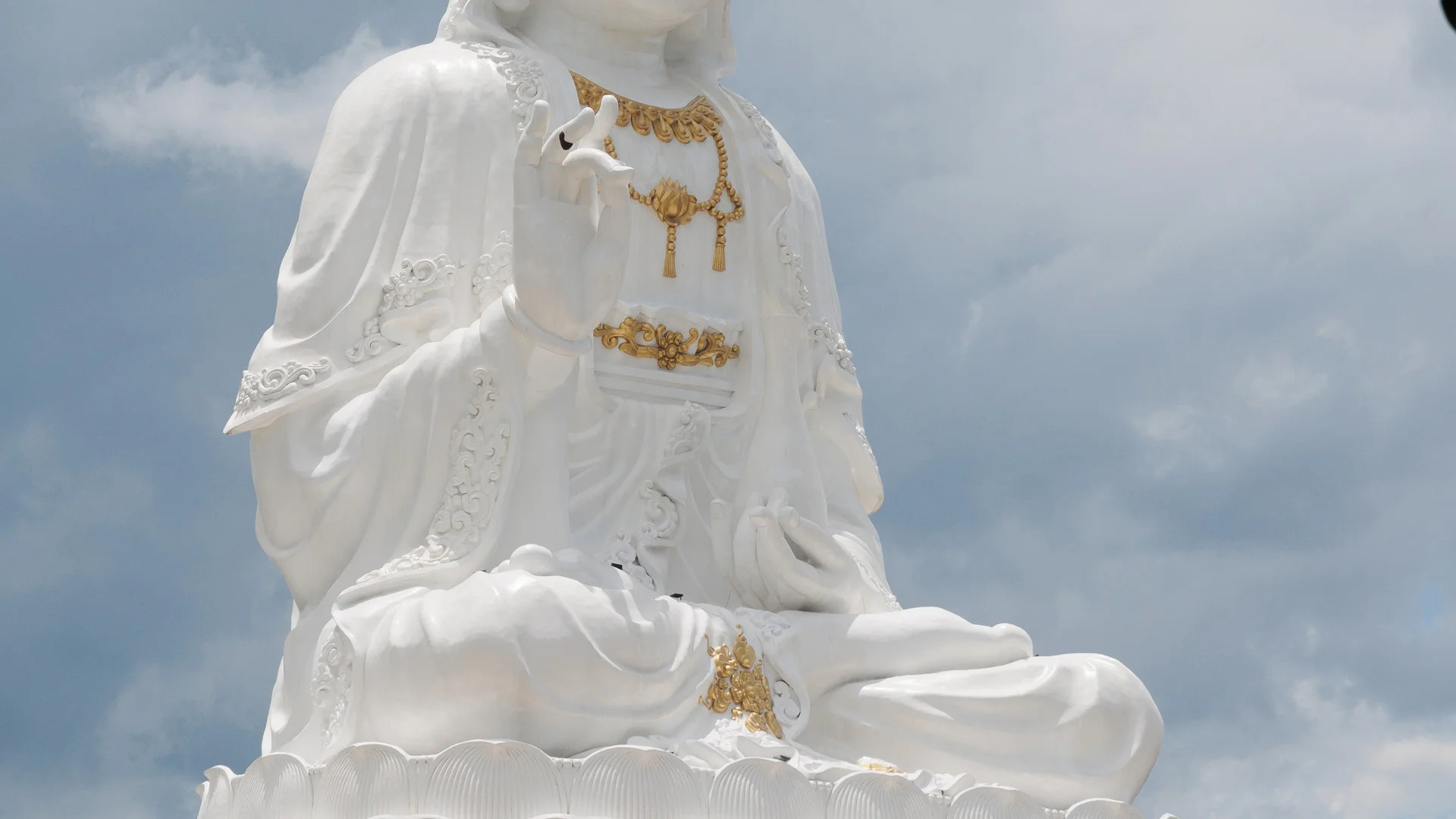 Detail of Guan Yin Statue of the Wat Huay Pla Kang in Chiang Rai, Thailand