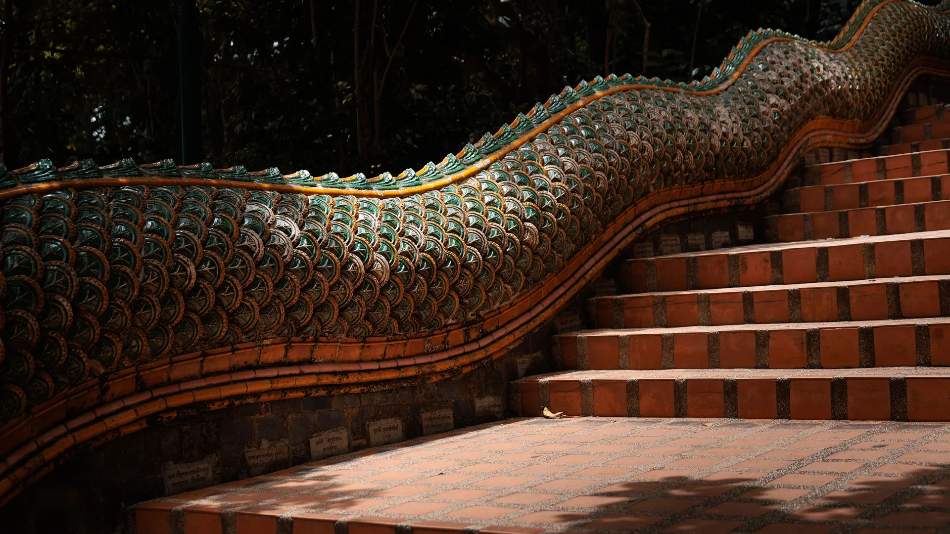 Snake stairs in Doi Suthep temple- Chiang Mai - Thailand
