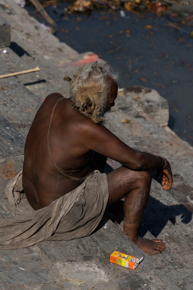 Sadhu on the side of the Bagmati river In Pashupatinath Nepal