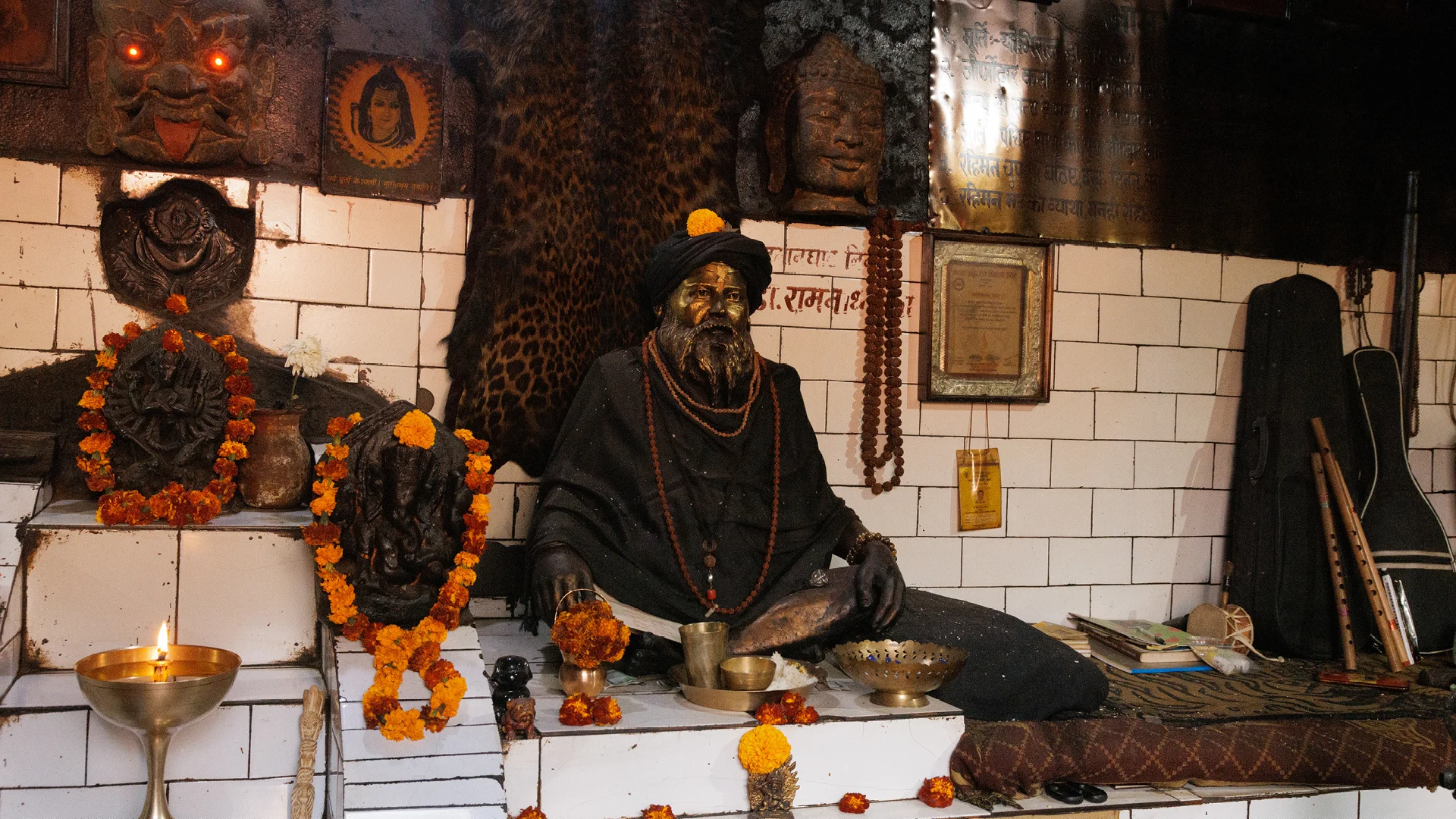 Statue of a Sadhu in Pashupatinath temple Nepal