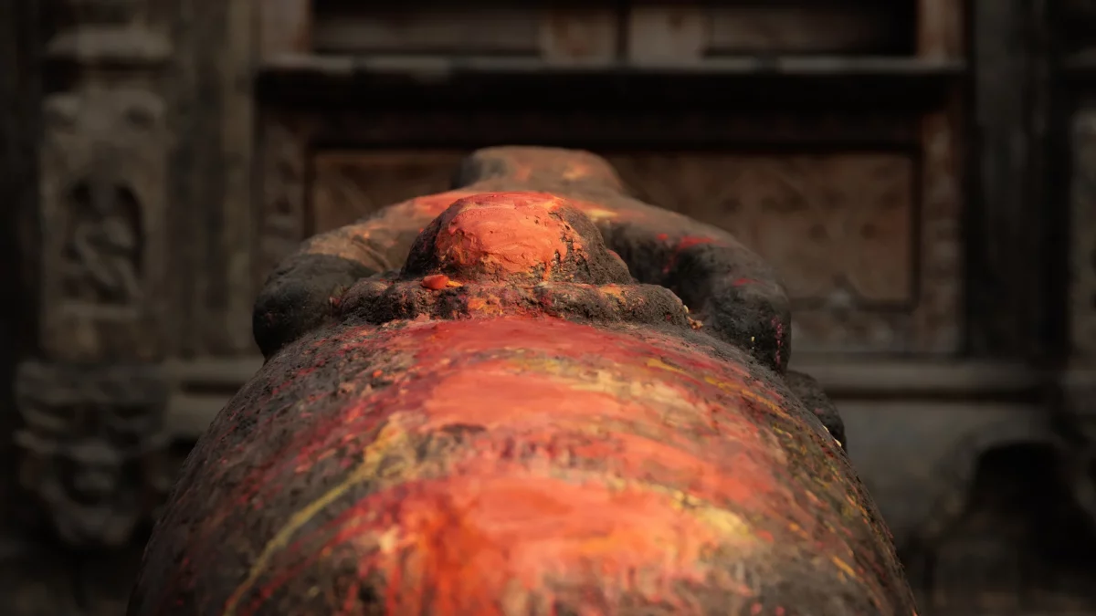 Visit Pashupatinath temple. Symbol of Shiva lingam with colours in the temple of Nepal