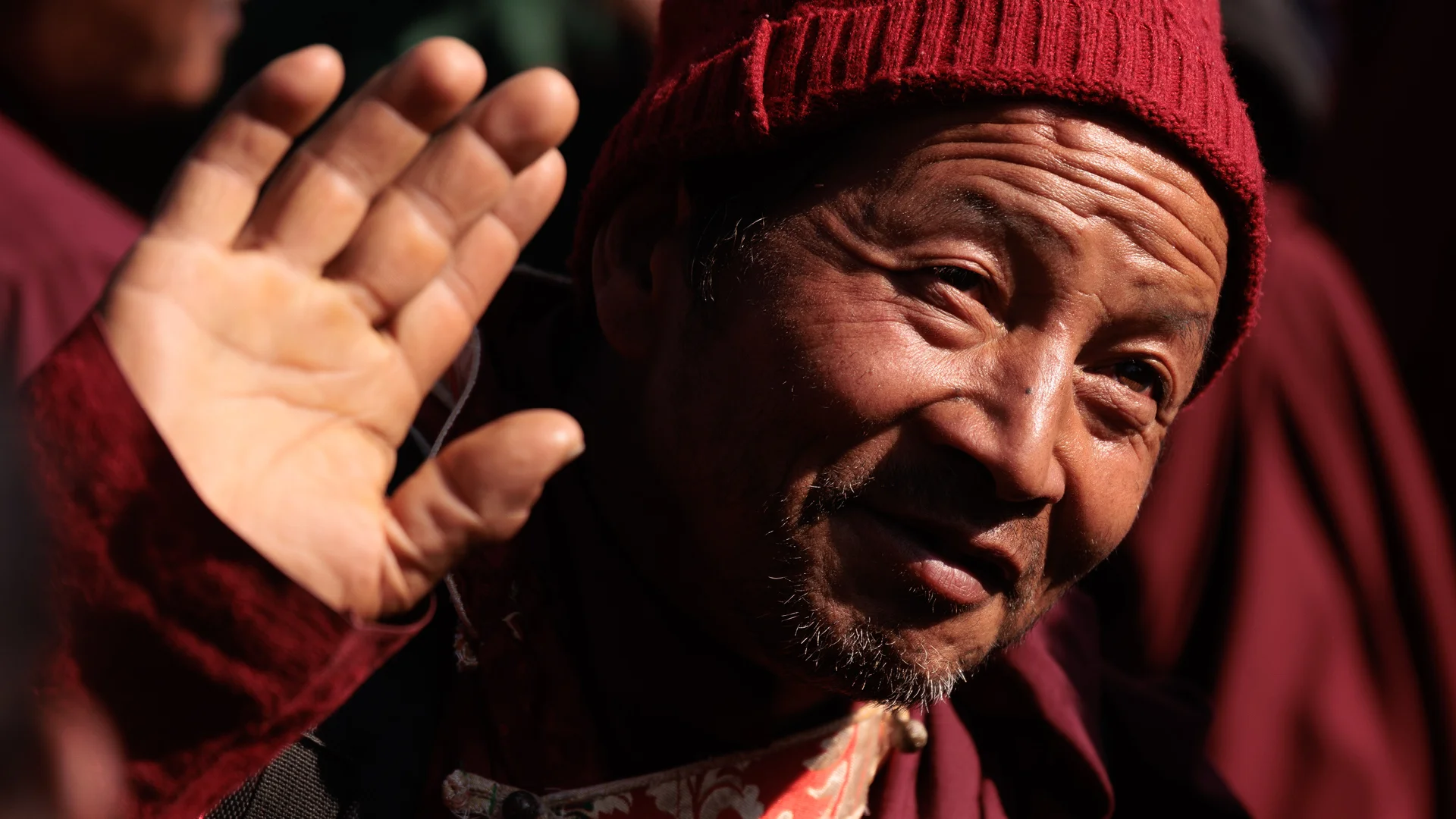 Tibetan lama during a ceremony in the village of Gagal