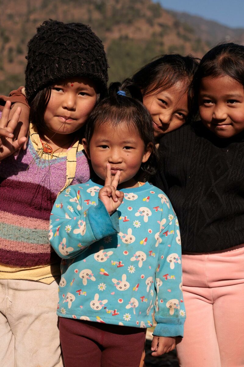 Kids posing in a remote nepalese village