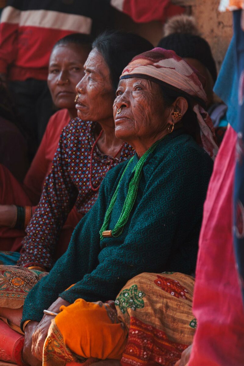 Ethnic women sitting on a small village in nepal