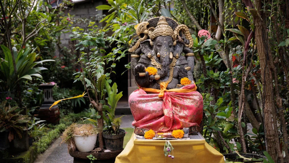Ganesha in Balinese garden indonesia, ubud