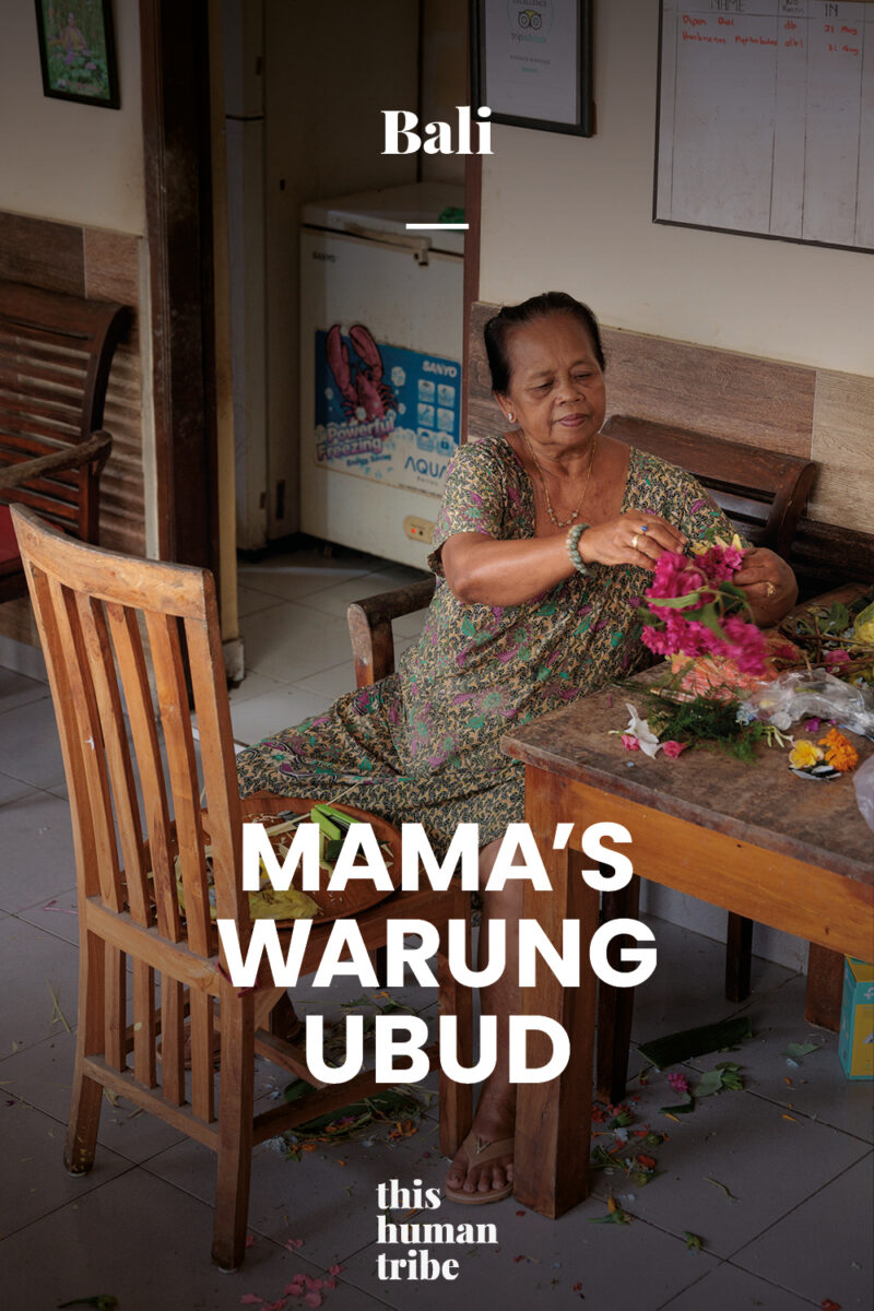 Mama's warung, ubud Bali. Flower offering