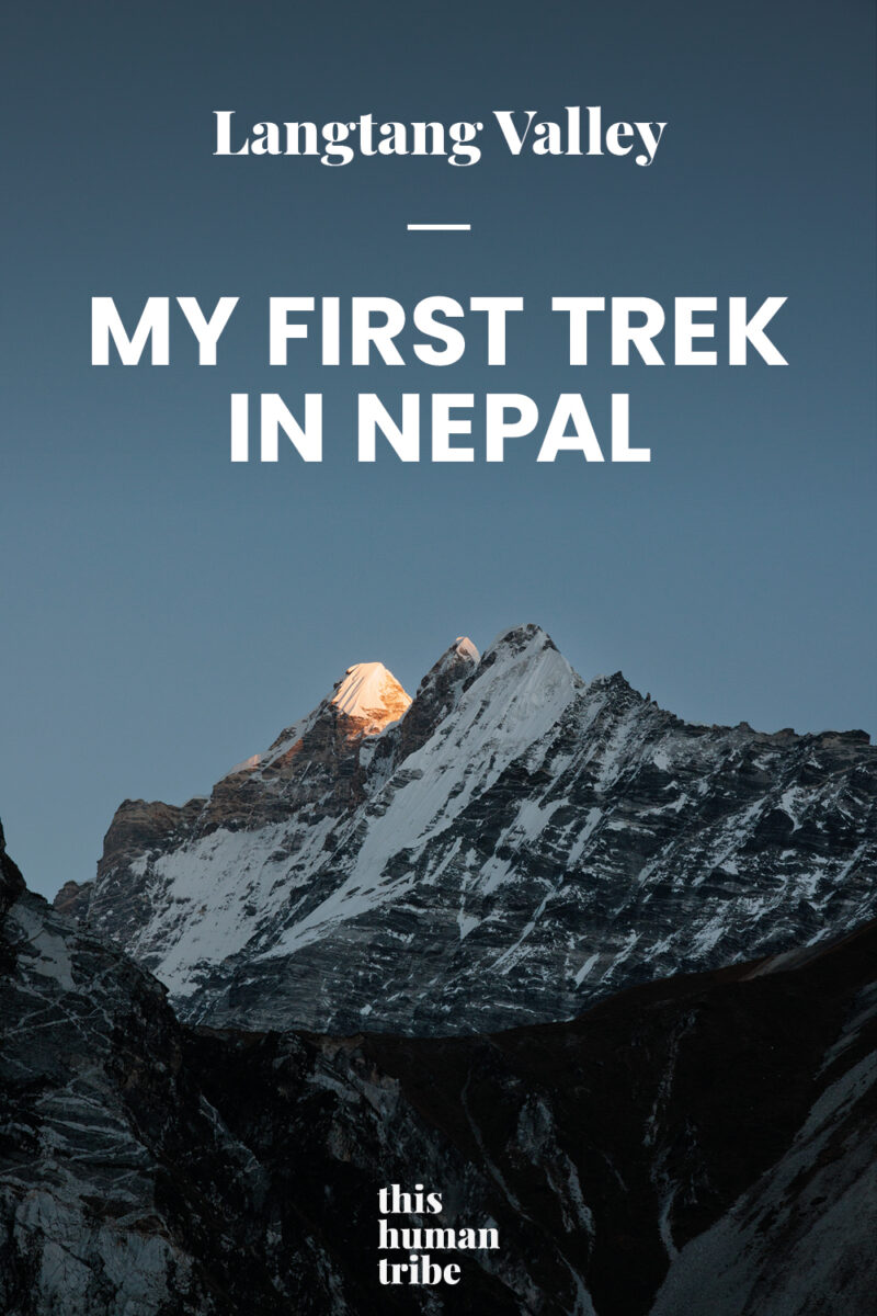 View from langtang from the valley during trek in Nepal Pinterest image