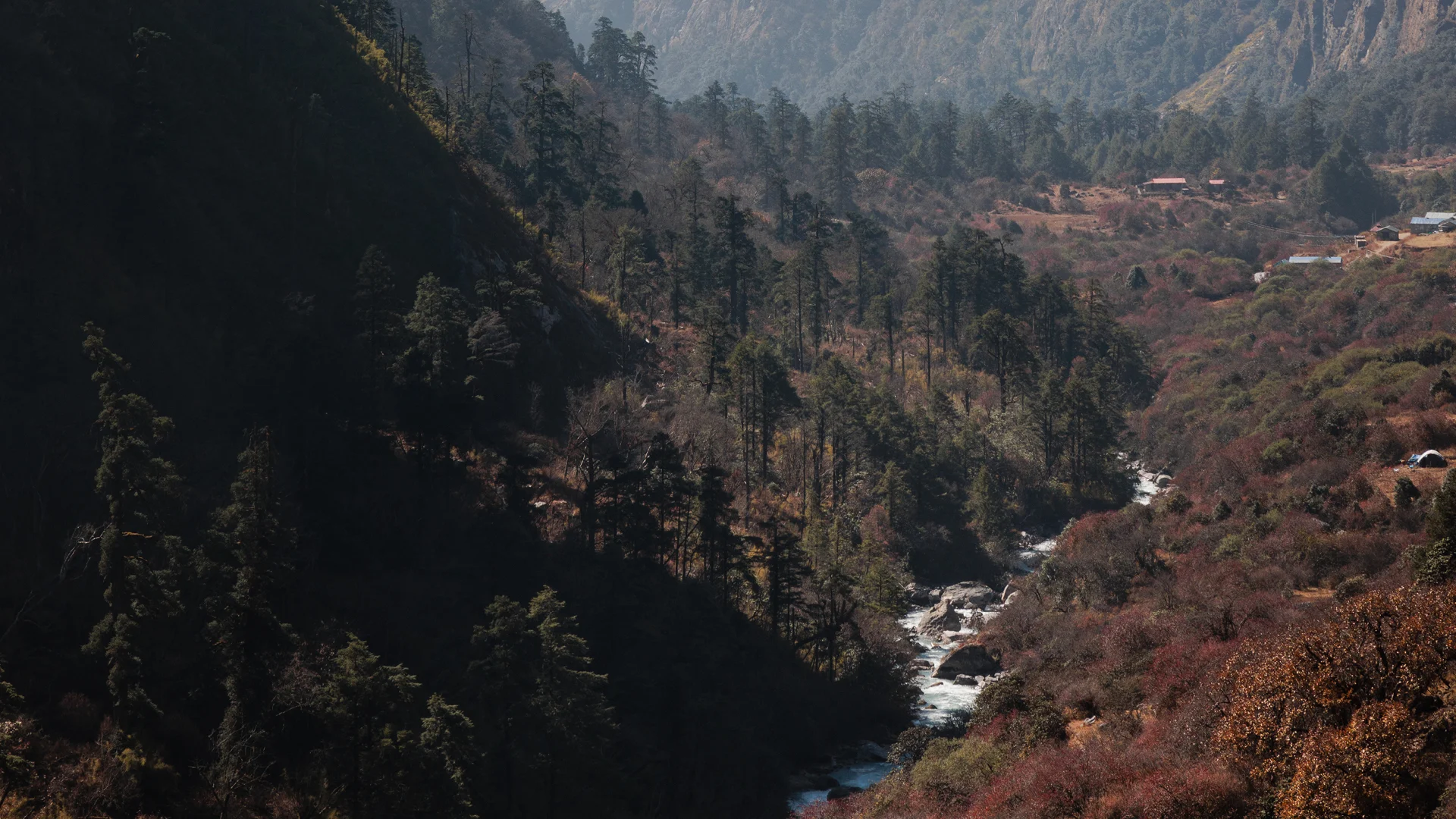 View from in Langtang valley from a small village