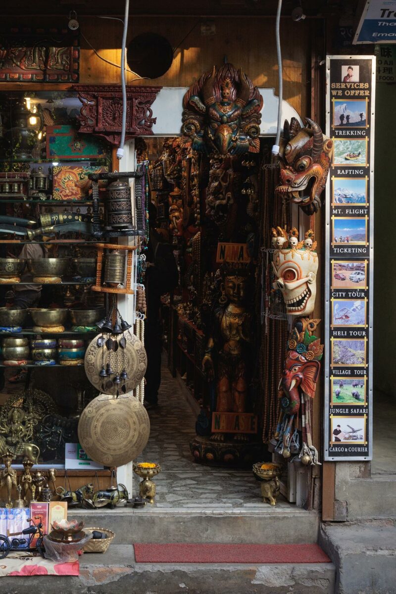 window of a souvenir shop in Thamel Kathmandu Nepal