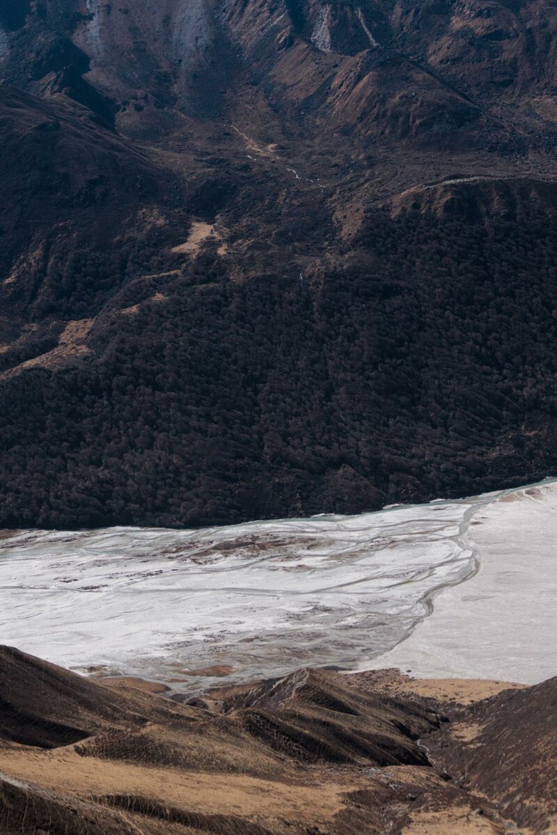 Landslide, view from the top of Tserko Ri, Langtang Nepal