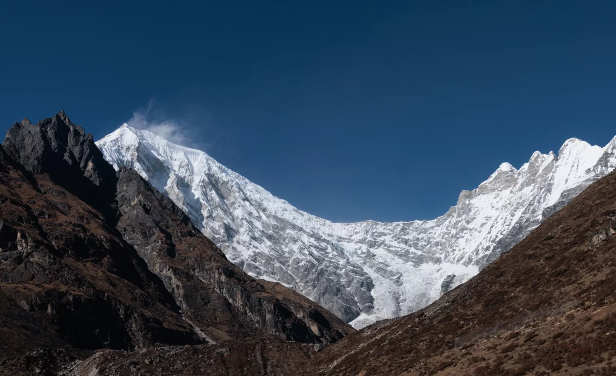 View from langtang from the valley during trek in Nepal