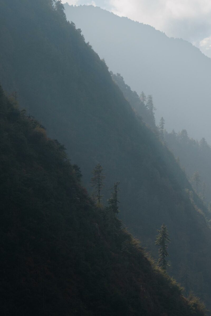 View of the layered mountain during a trekking in Langtang Valley