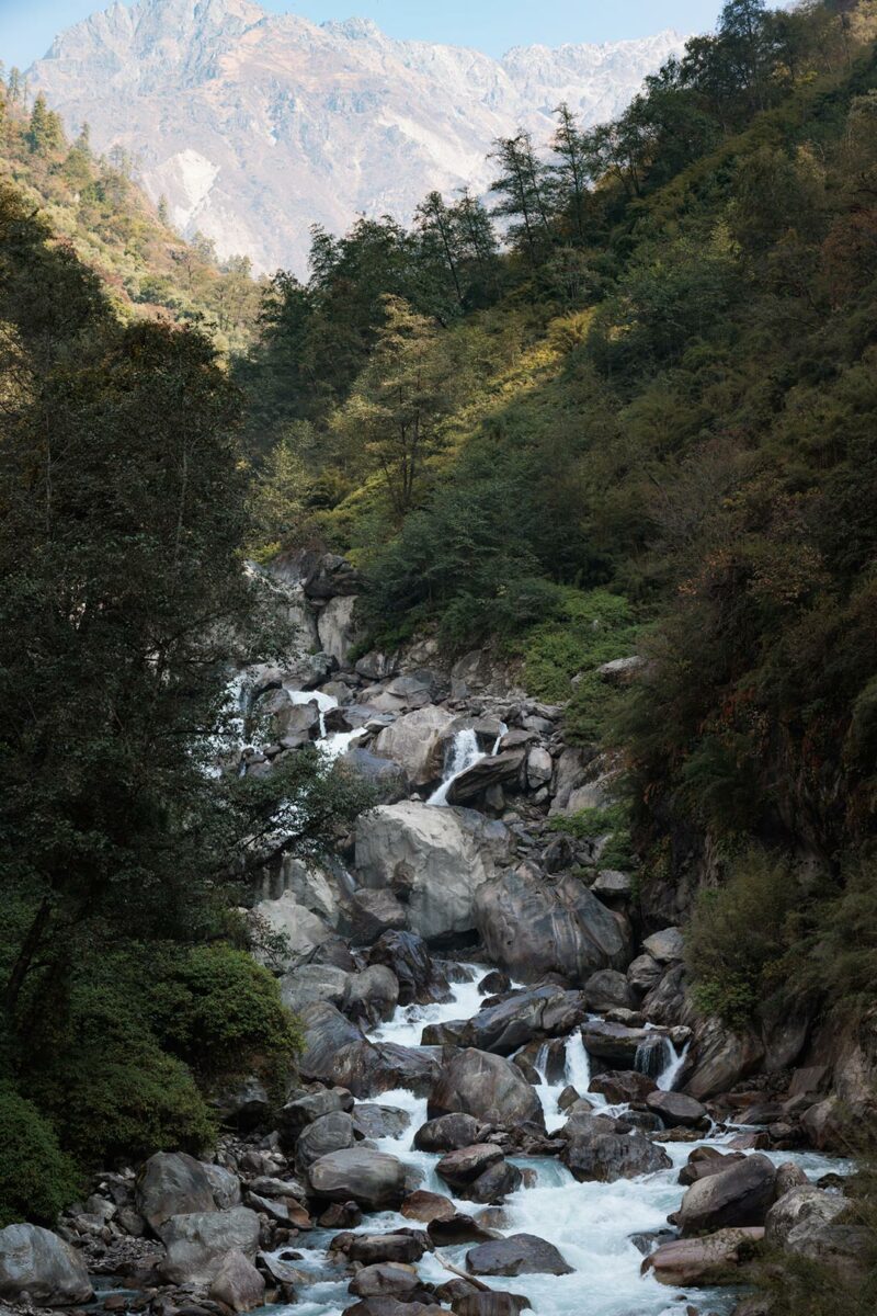 waterfall in Langtang river / Langtang Khola