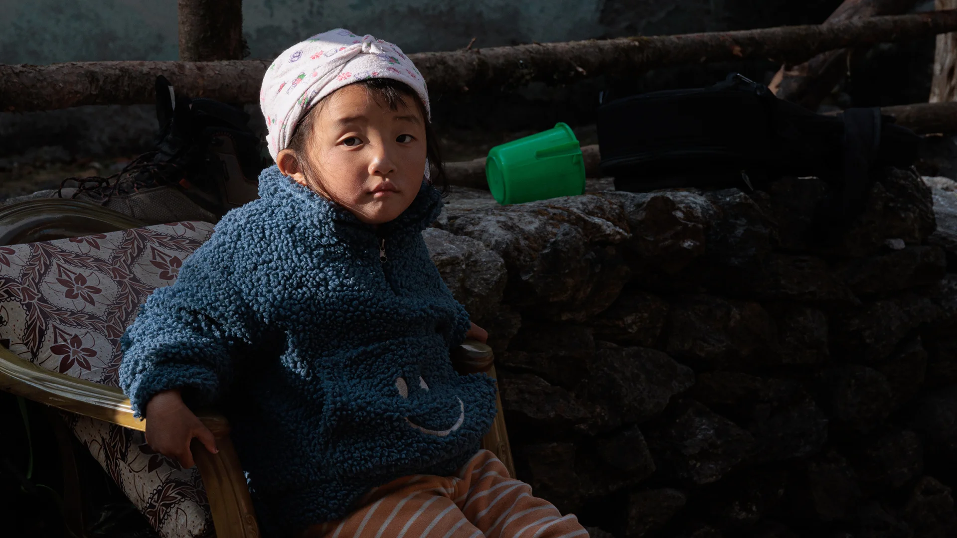 Little local tamang girl close to Lama hotel During Langatng Valley trek