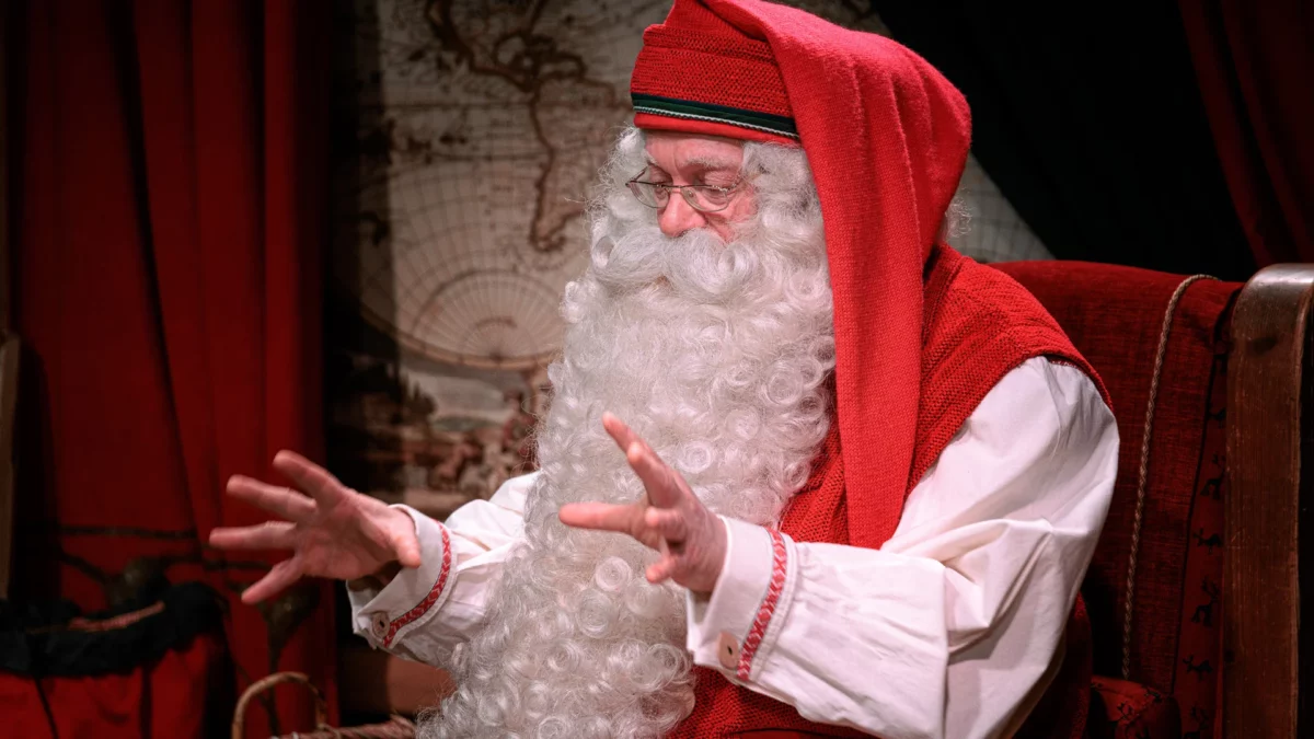 Santa Claus explaining the importance of kindness and love
