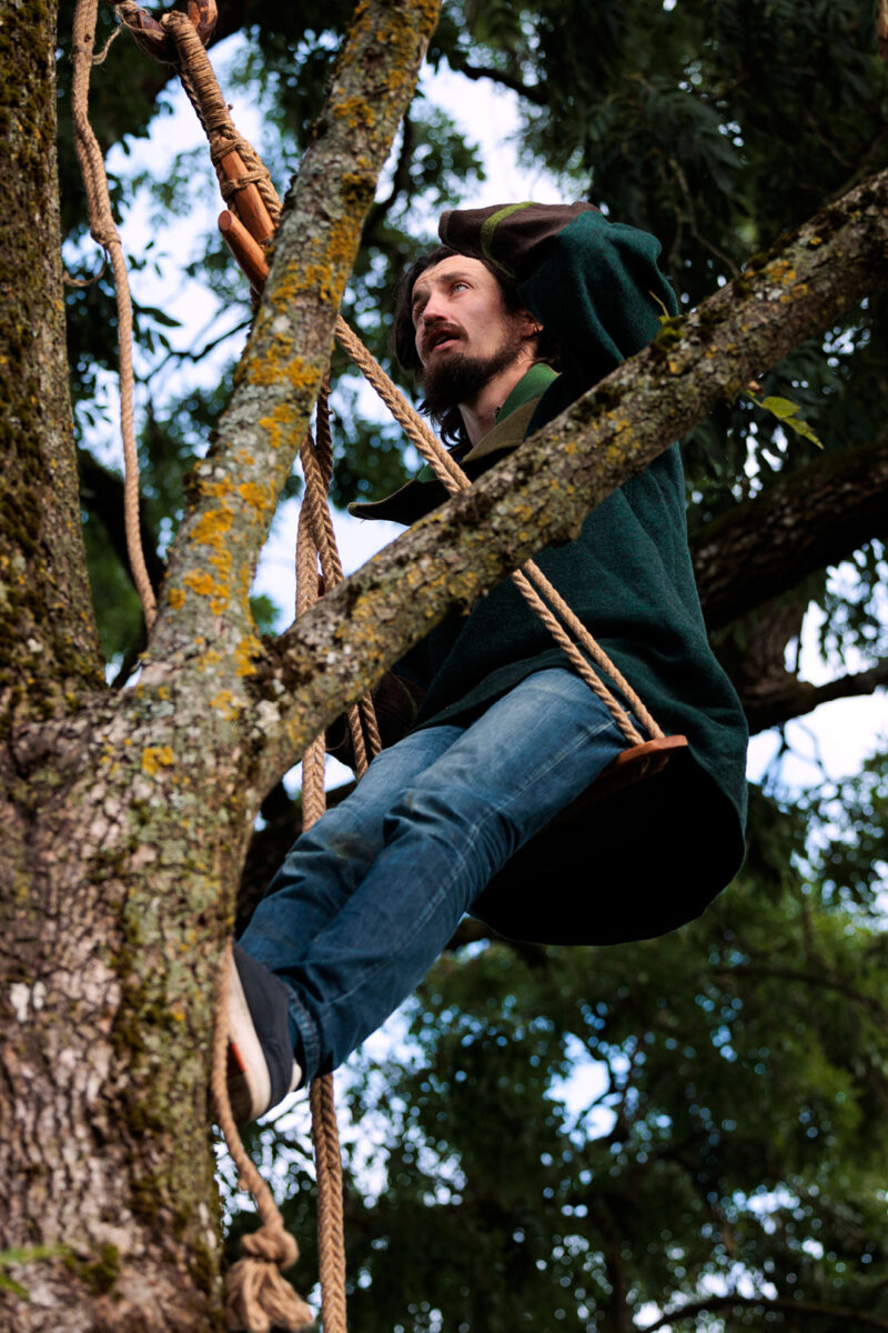 Piotr Pilasiewicz showing wild bee keeping technique in poland