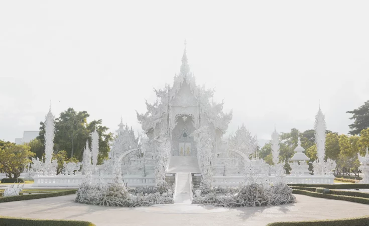 Front view from Wat Rong Khun - White Temple, Chiang Rai, Thailand