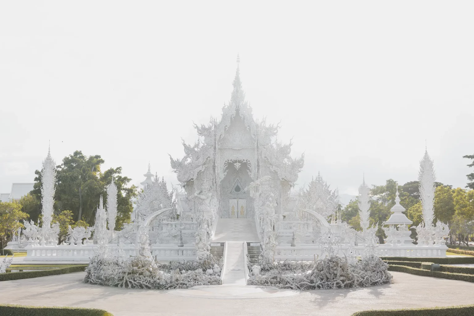 Front view from Wat Rong Khun - White Temple, Chiang Rai, Thailand