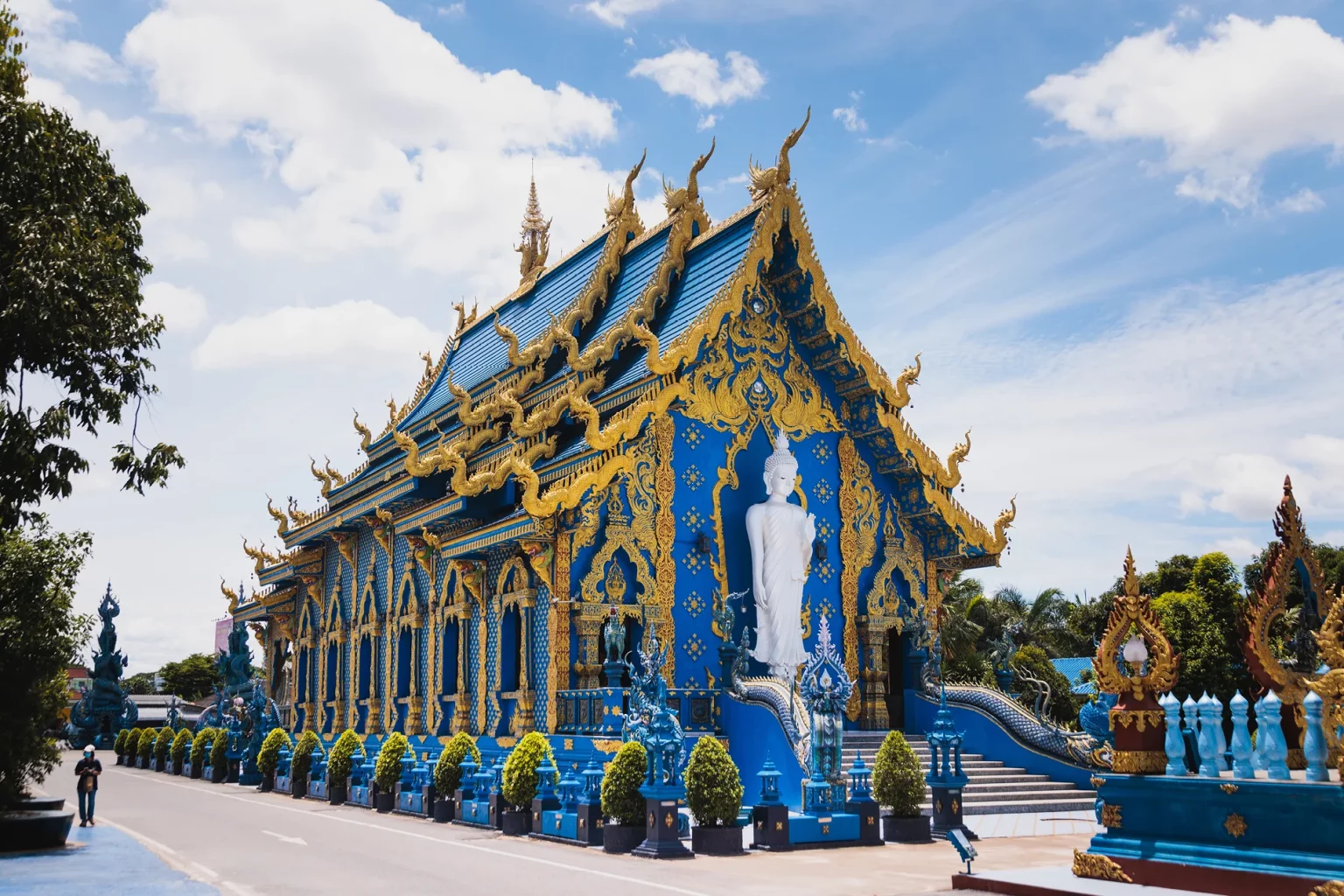 back view from Wat Rong Suea Ten - Blue Temple, Chiang Rai, Thailand