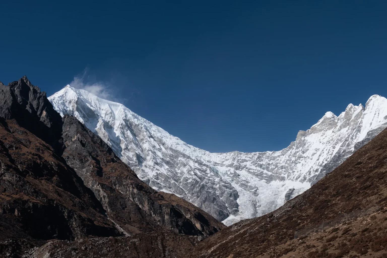 View from langtang from the valley during trek in Nepal