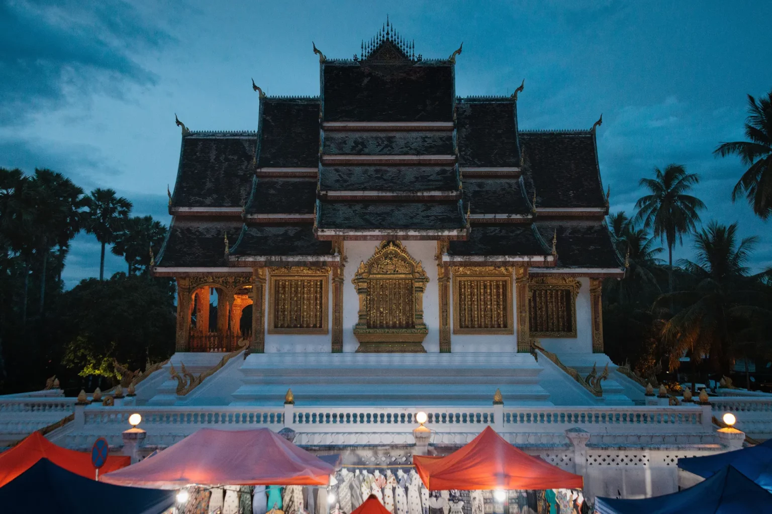 Haw Pha Bang temple at the blue hours - Luang Prabang, Laos