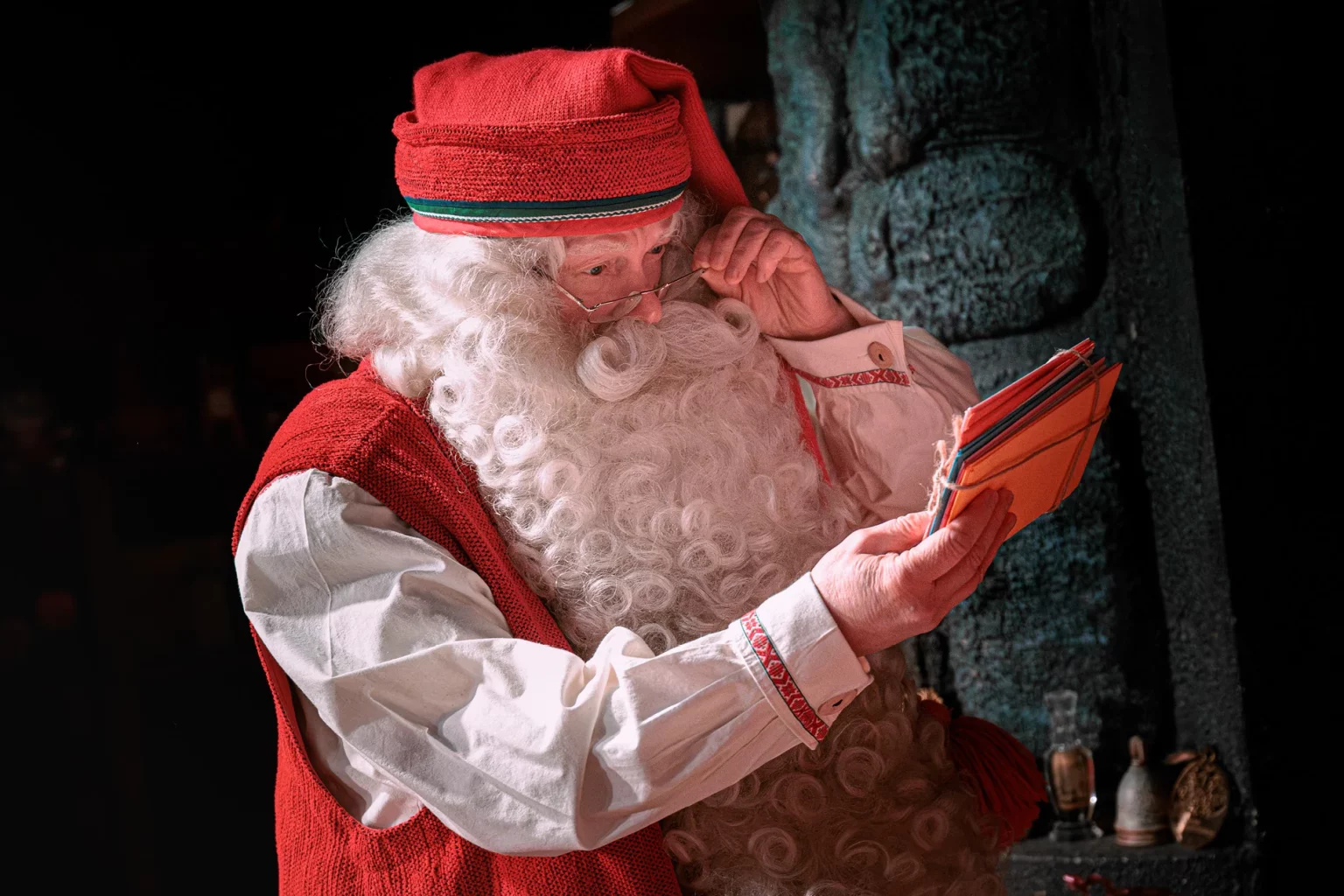 Santa Claus in Rovaniemi recieving some new letters from kids